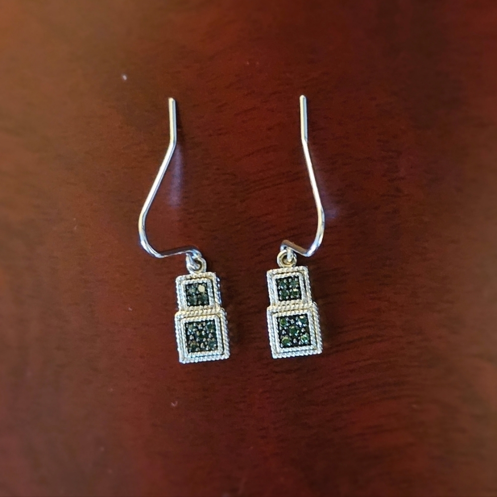 Blue Diamond Drop Dangle Earrings